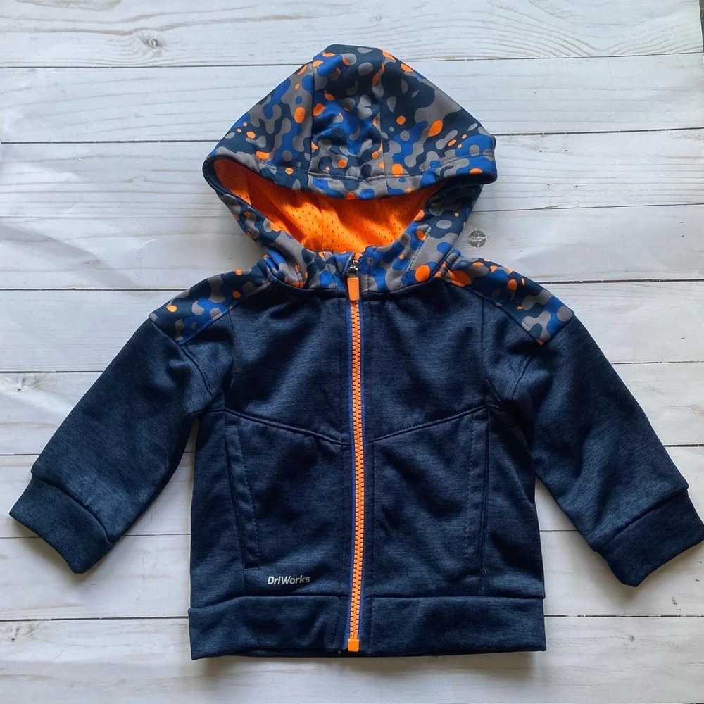 Kids ATHLETIC WORKS Hooded Zip-up Fleece Lined Jacket Size 6-9M